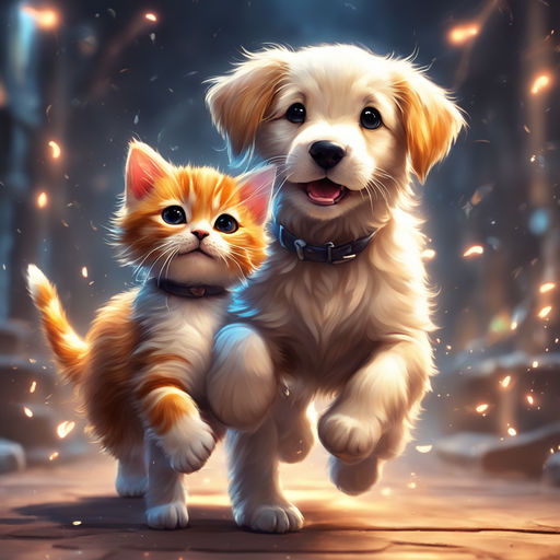 cute puppies and kittens drawings