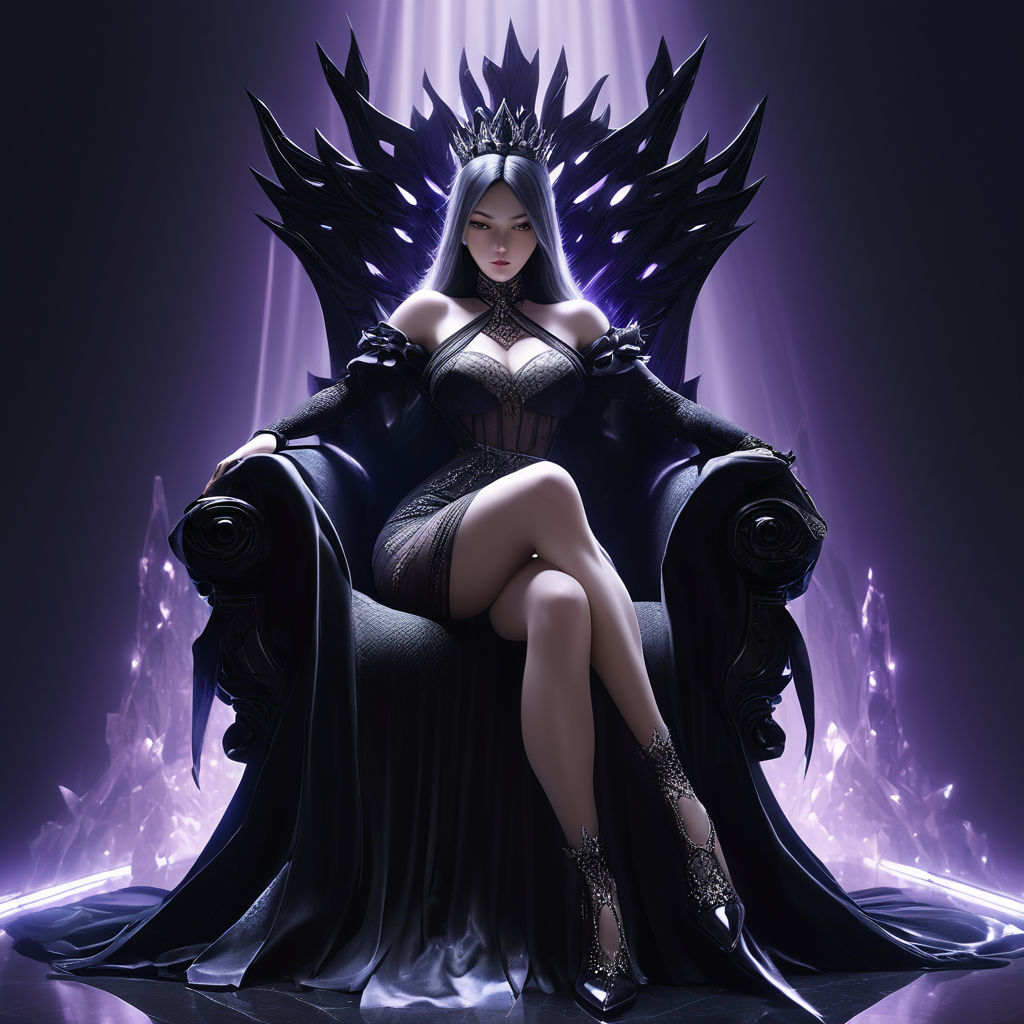 Dark fantasy, a pale Girl on a Dark Throne, ultra-detailed face :  r/leonardoai