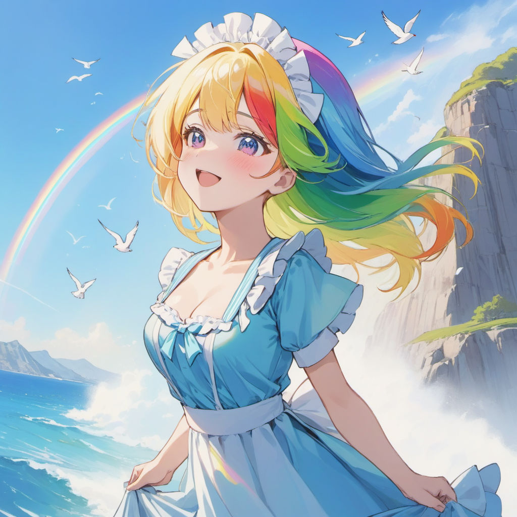 Epiccookininja, Chibi, Cute, Dashabetes, Eared Humanization, - Anime Rainbow  Hair Girl Chibi - Free Transparent PNG Clipart Images Download