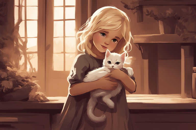 PublicDomainVectors.org-Anime girl with kitten