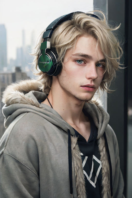 anime boy headphones hoodie
