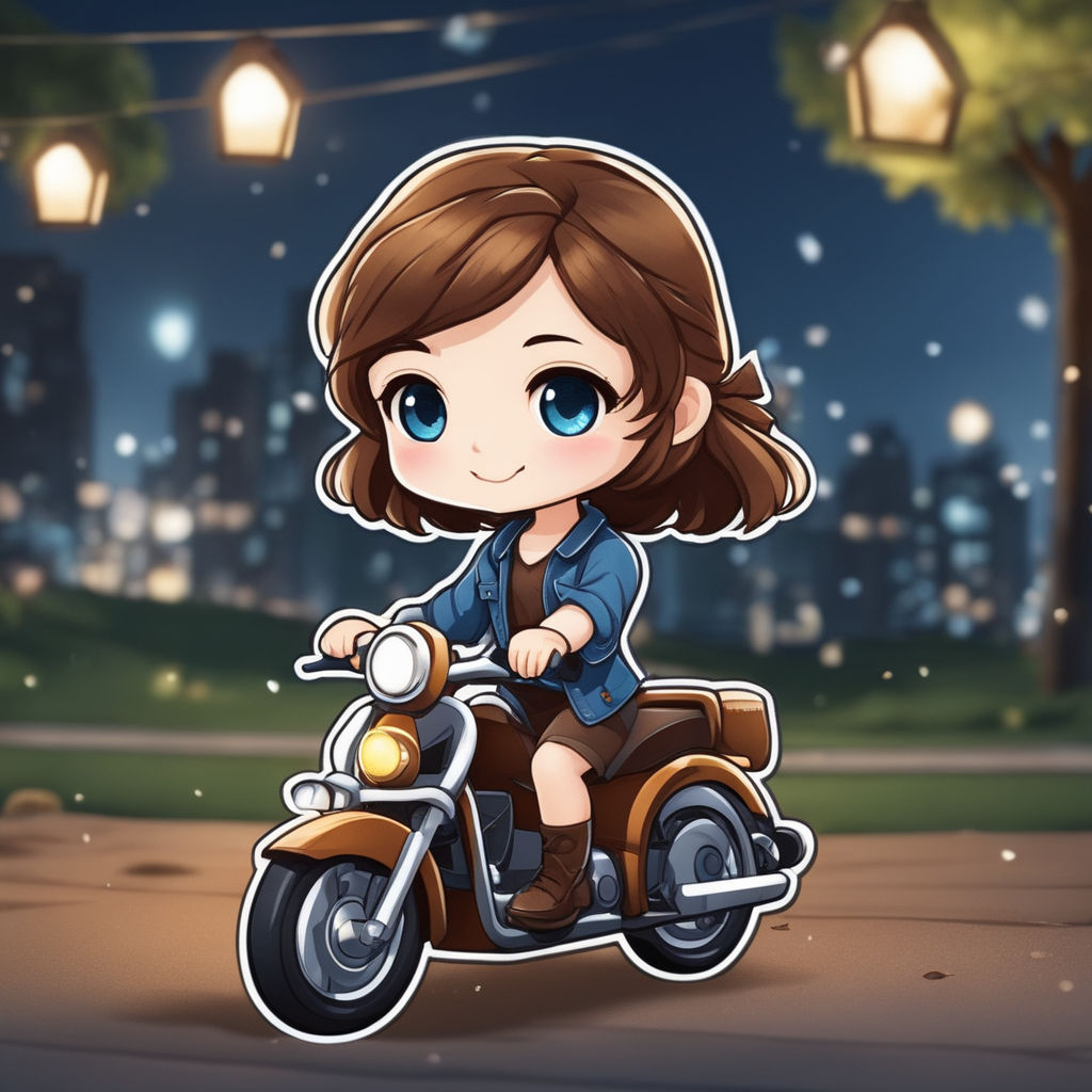 cartoon motorcycle with female drivers