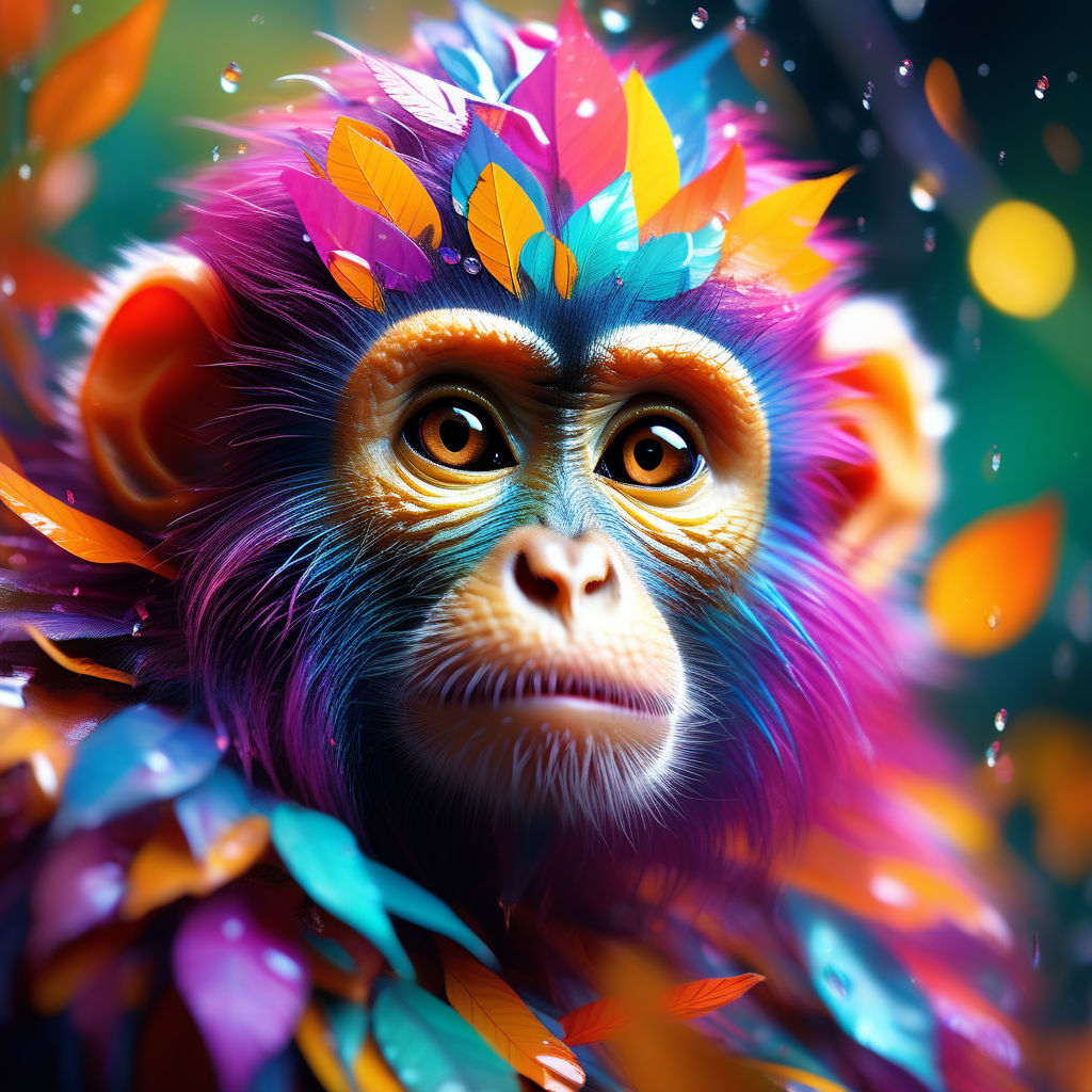 Curious Monkey Swinging Through Vibrant Jungle, AI Art Generator