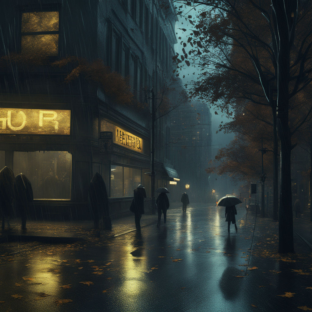 prompthunt: a cyberpunk street scene with neon lights, raining, cinematic,  atmospheric lighting, 4k uhd wallpaper, digital art trending on artstation