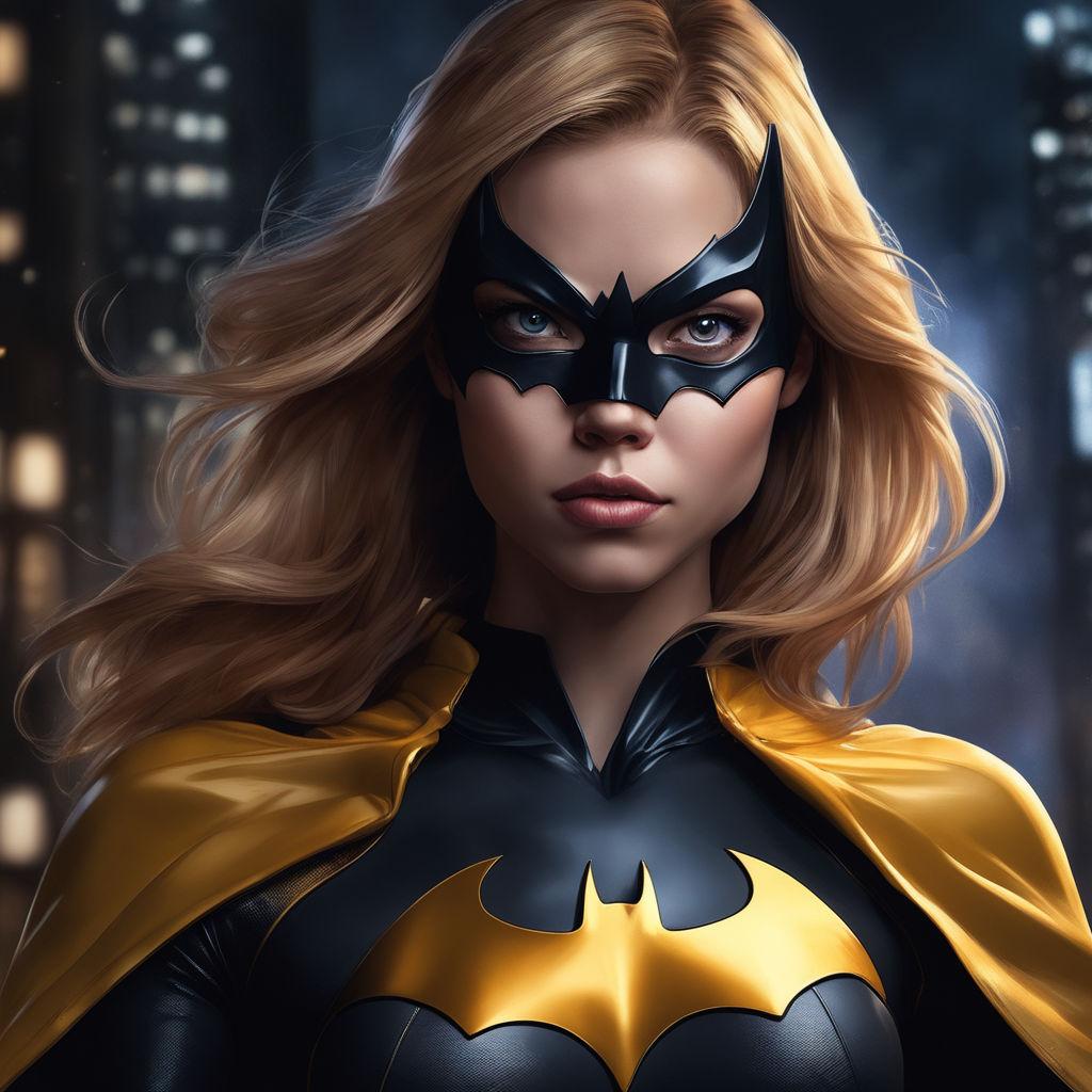 ArtStation - anime painting of style batgirl with black curly hair and blue  eyes colorful 4k