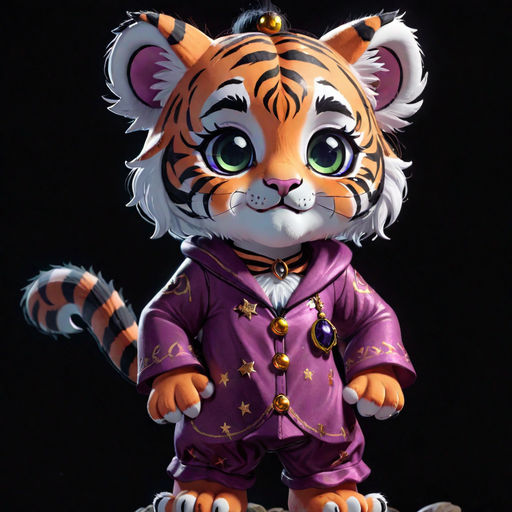 Um lindo tigre bebê hiper realista de kawaii vestindo roupas de hip hop  fundo da cidade