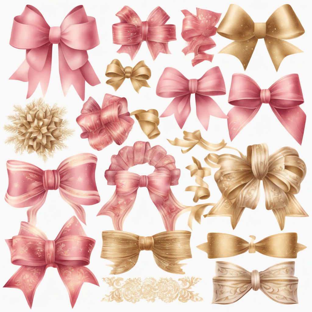 Pretty Pink Ribbon Bow PNG Clip Art Vintage Transparent Background