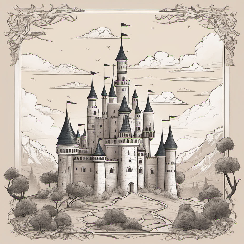 Medieval castle Isolated on white background Graphic drawing Stock Vector   Adobe Stock