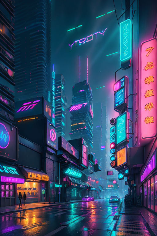 inside a girl room, cyberpunk vibe, neon glowing lights, sharp