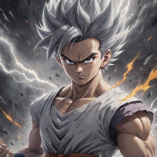 Ssj5 with silver hair and a powerful aura, high quality