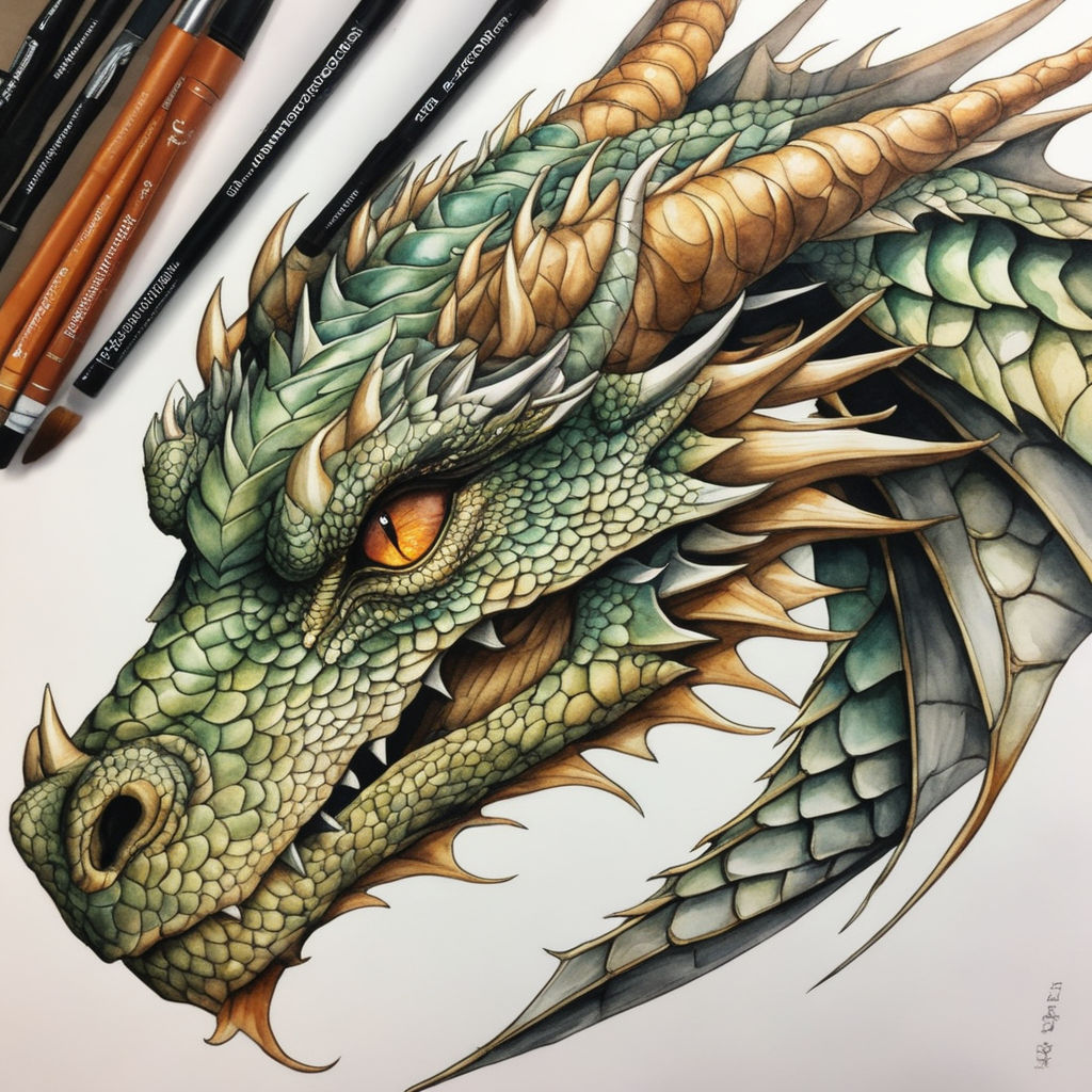 simple dragon head drawing