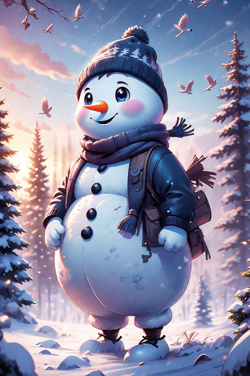 Cute Winter Snowman Background​