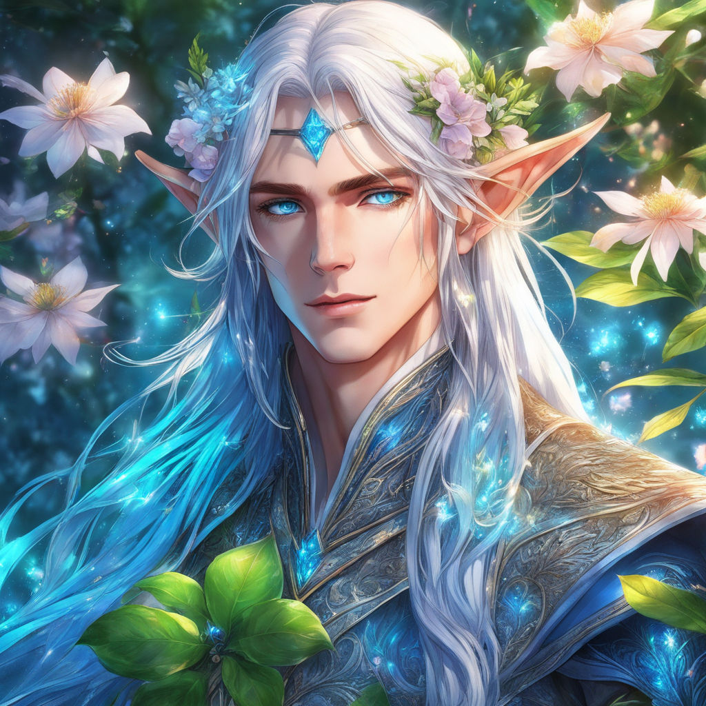 Tall strong male elf long hair eyes - AI Photo Generator - starryai