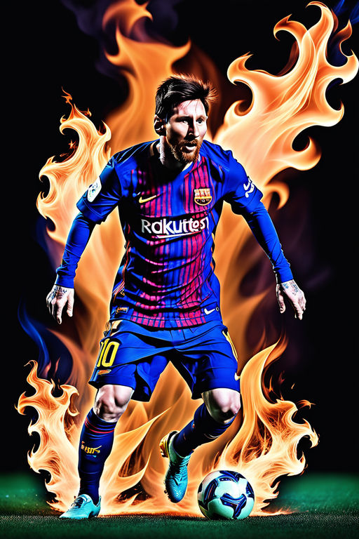 Download Lionel Messi brings the heat as he unleashes a fiery orange flame!  Wallpaper