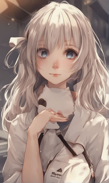 Anime Girl Cute White Long Hair Love - Playground