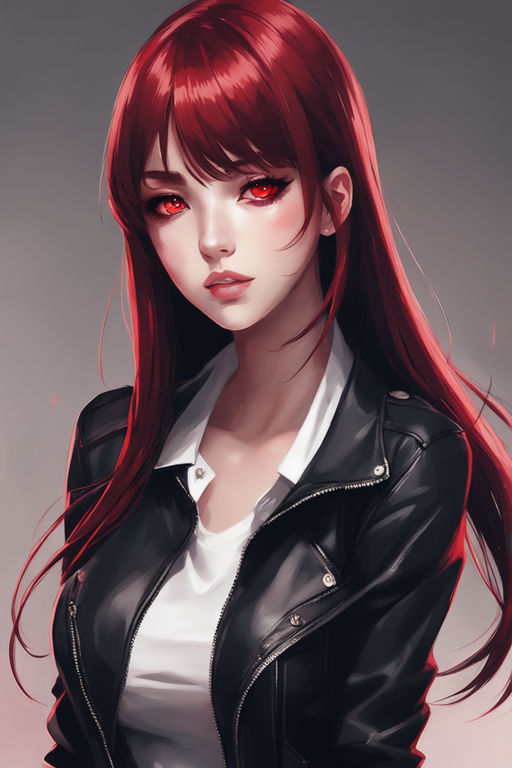 vampire anime girl with red eyes and black hair