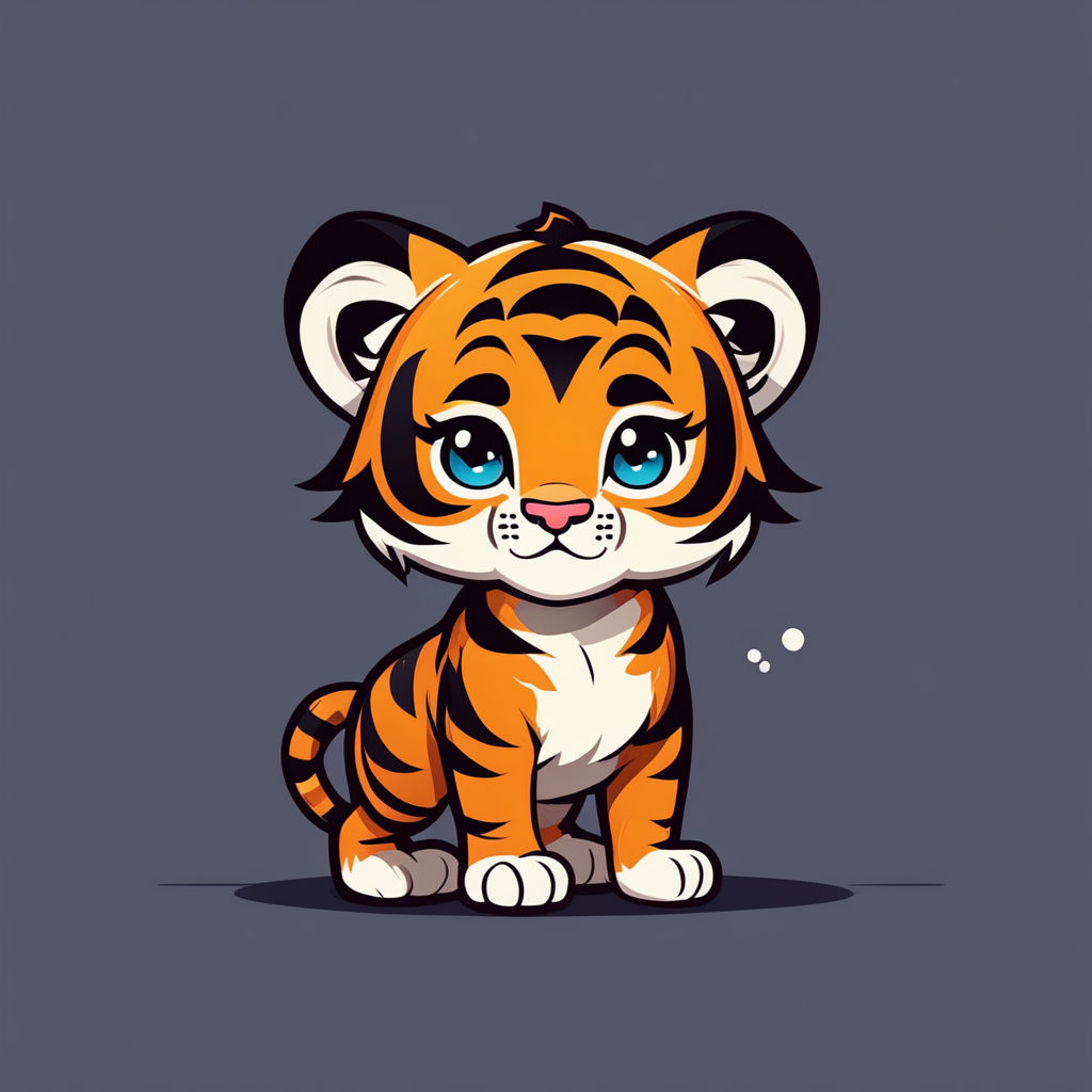 adorable cutie baby tiger with huge eyes acrtoon, hyperealistic, kawaii,  watercolor, savanah background - AI Generated Artwork - NightCafe Creator