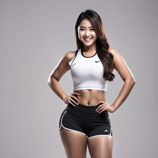 looks beautiful and energetic in her form-fitting athletic attire