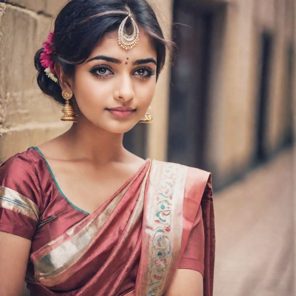 Pretty indian girl in black saree dress posed at restaurant. 10482697 Stock  Photo at Vecteezy