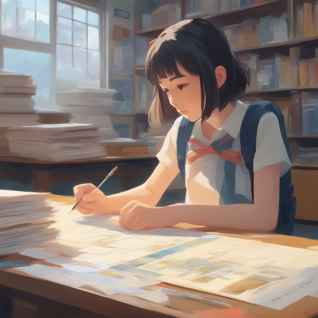 anime study hard chibi