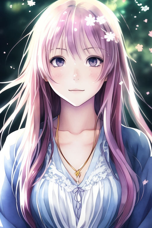 anime girl with silver hair and purple eyes