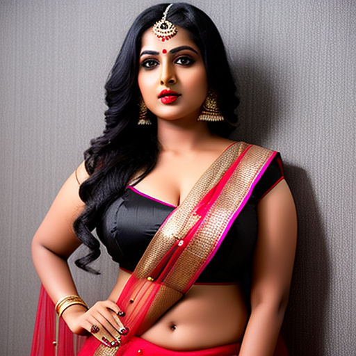 Curvy Indian woman wearing saree 