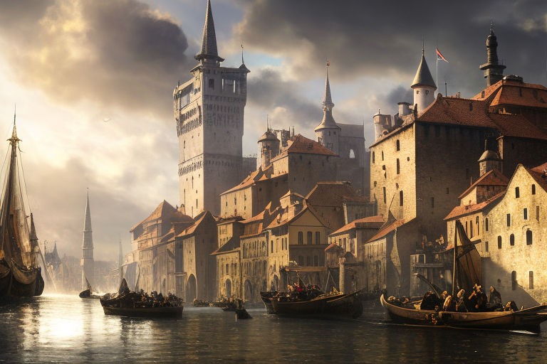 fantasy medieval port city