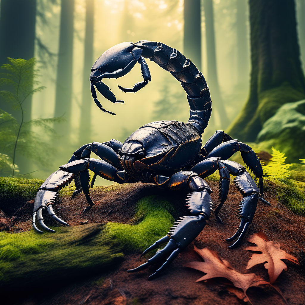 stands imposingly with an expansive scorpion tail