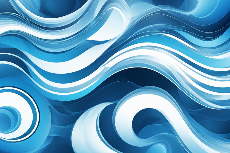 Blue swirl flow of transparent lines.Blue wave flow background