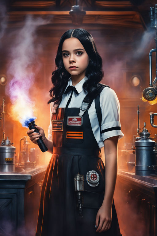 full body of a Wednesday Addams (Jenna Ortega) harvests poisonous