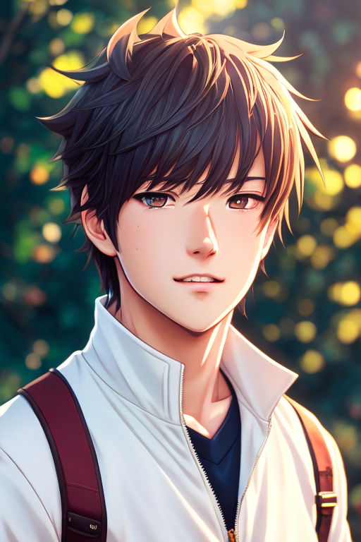 AI Image Generator Anime boy with serious face and red eyes