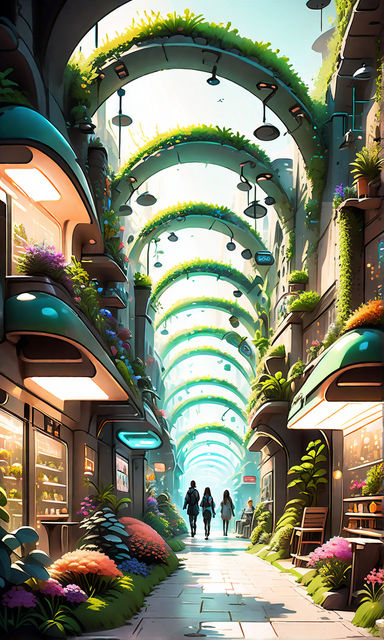 solarpunk,city, green,plants, buildings,art nouveau, concept art 