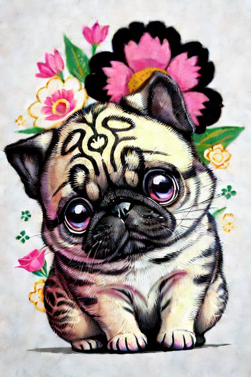 Pug Dog Head Temporary Tattoo Sticker - OhMyTat