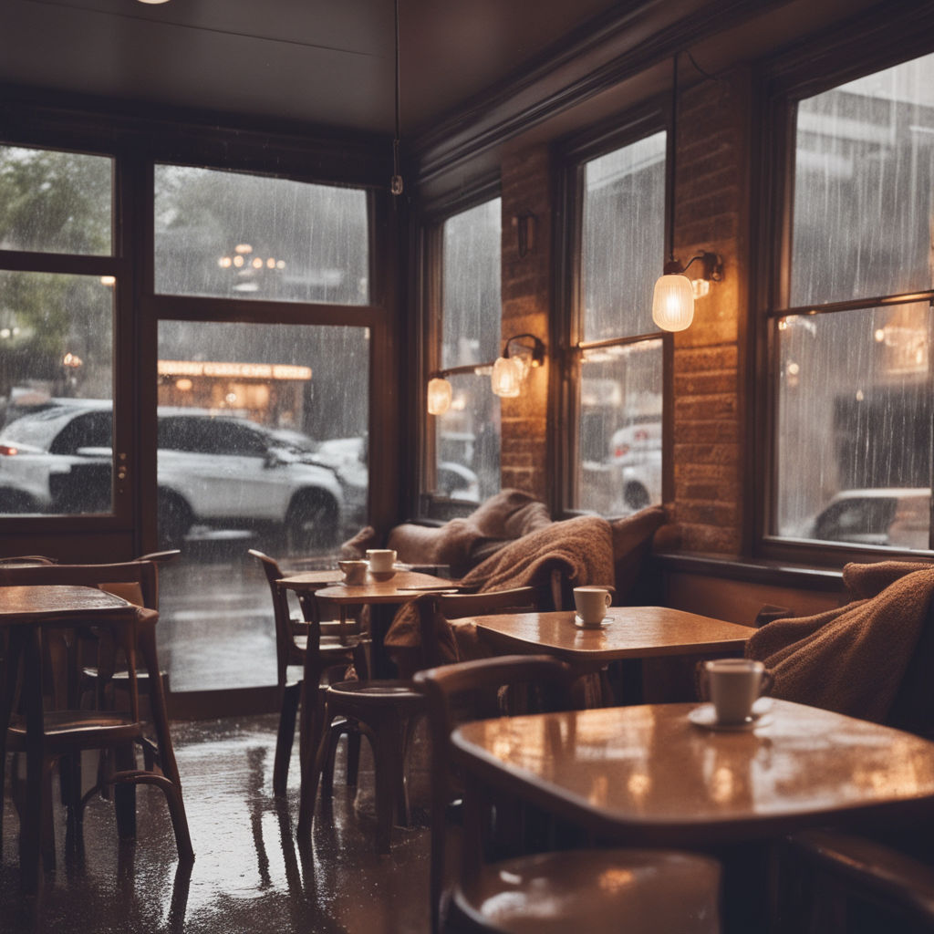 Lofi, aesthetic vibes, coffee shop, rainy