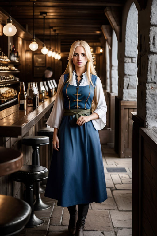 Medieval tavern keeper or medieval innkeeper costume with medieval corset