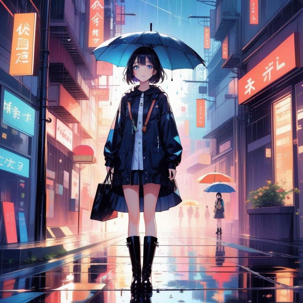 Anime girl, transparent umbrella, raining, puppy, Anime, HD wallpaper |  Peakpx