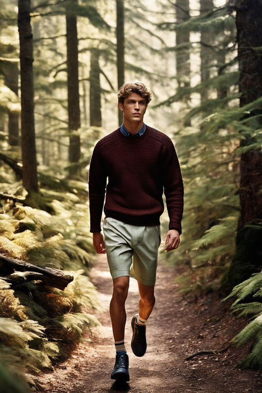 athletic man with a black sweatshirt in a landscape with trees