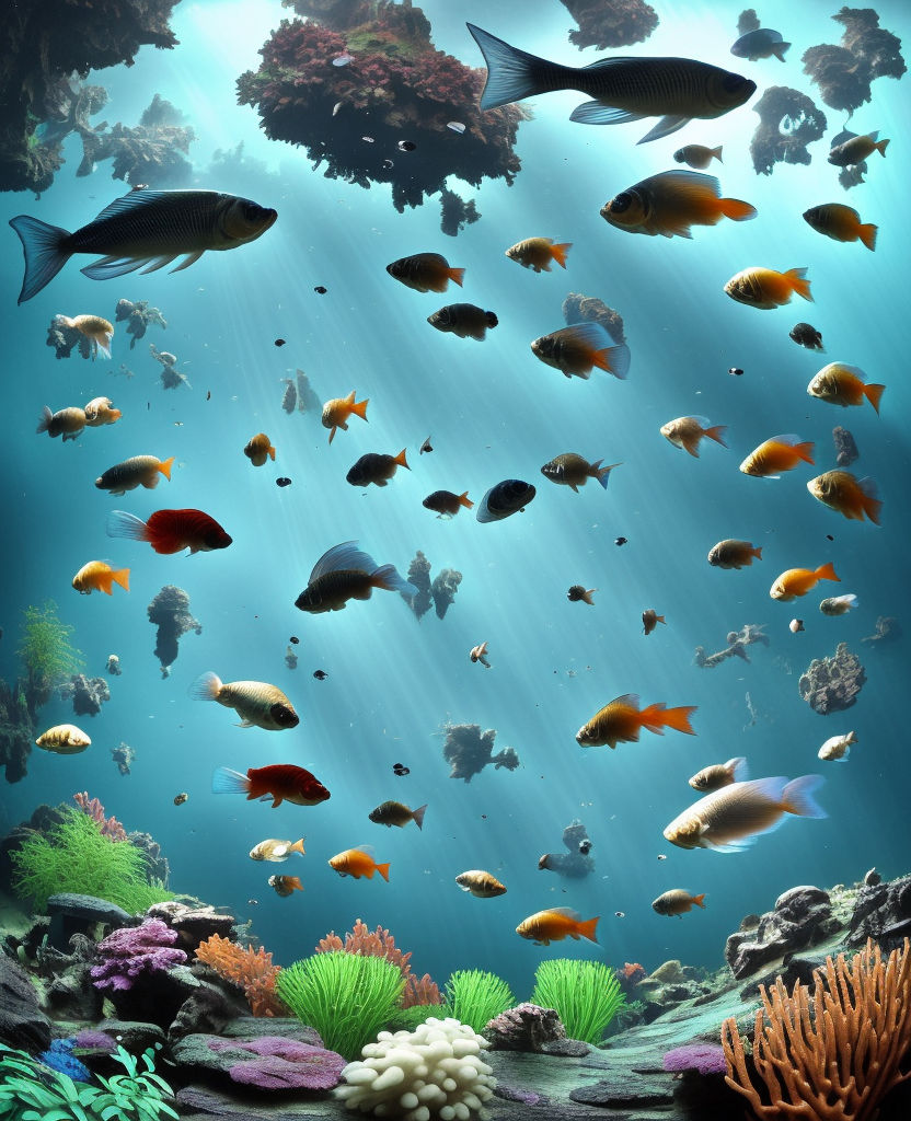 fish inhabiting planet. Flat colorful vector illustration for