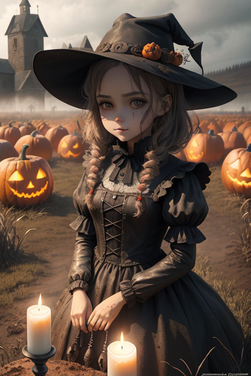 Wallpaper Anime, Pumpkin, Halloween, Painting, Fictional Character,  Background - Download Free Image