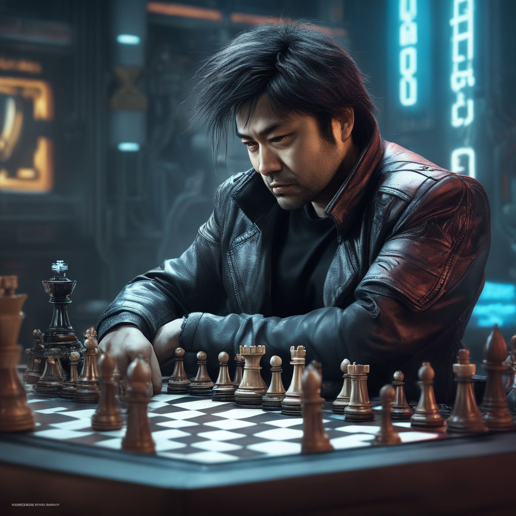 Hikaru nakamura playing chess. anime style