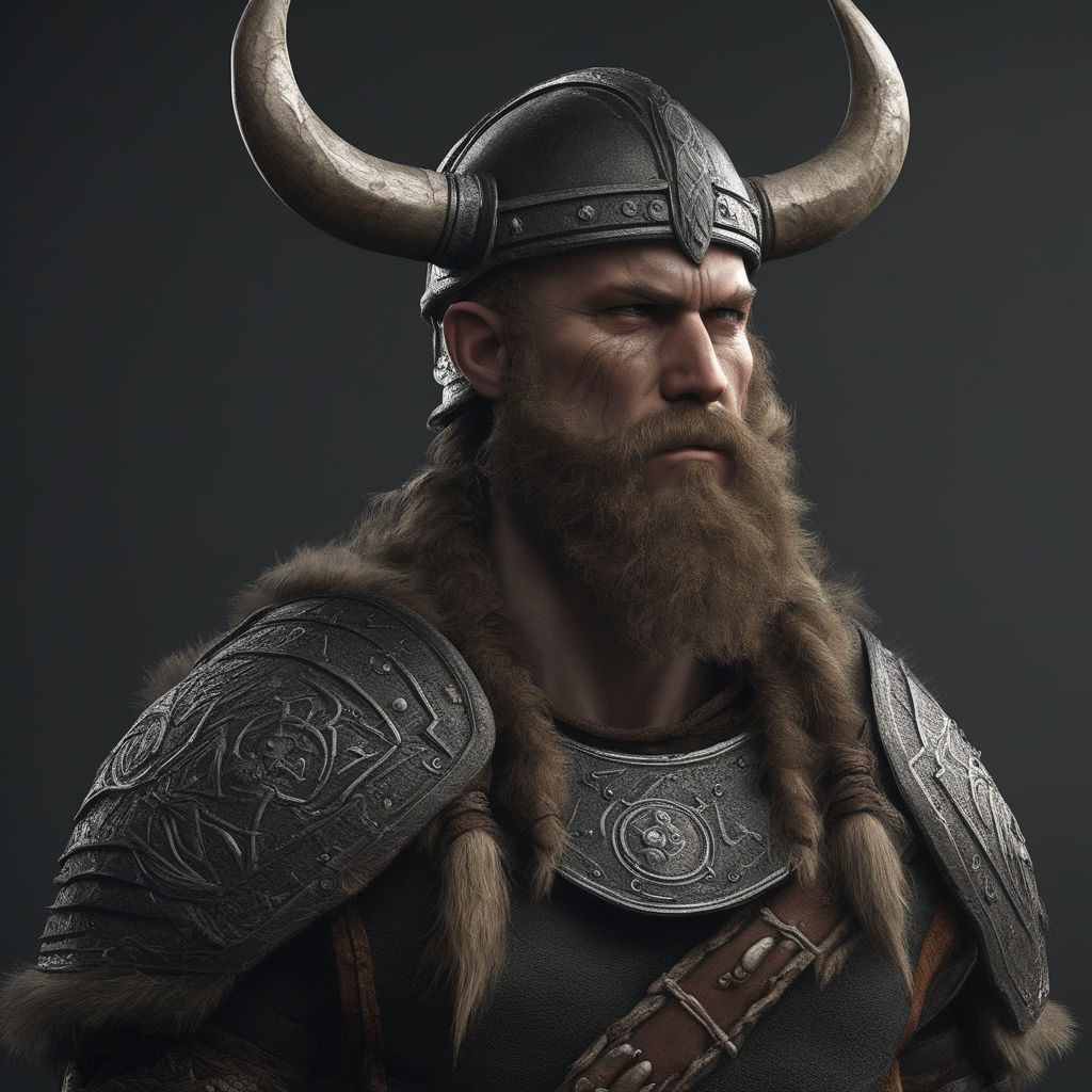 Viking Mustache Long Hairs Vikings Mascot Ancient Viking Horns Helmet  Sideview Horned Military Soldier Warrior Battle