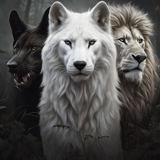 black and white wolf couple