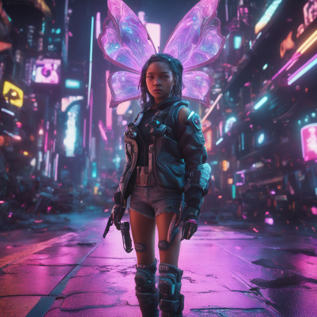 Fairy Girl Cyberpunk Style Desktop Wallpaper - Fairy Girl Wallpaper