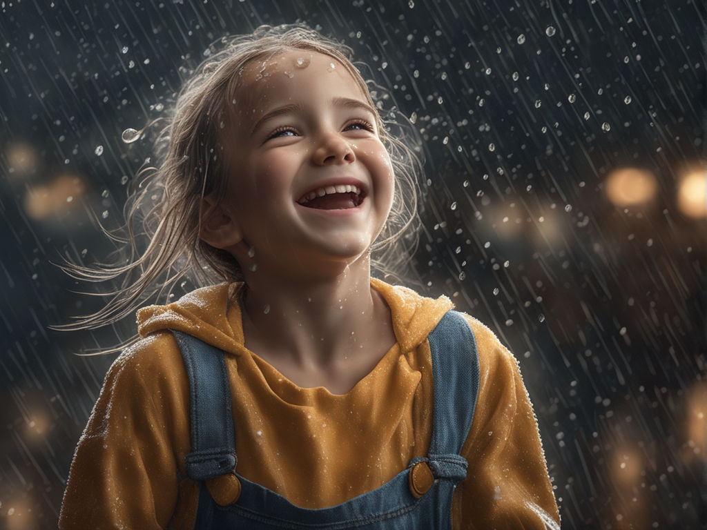 happy girl in the rain