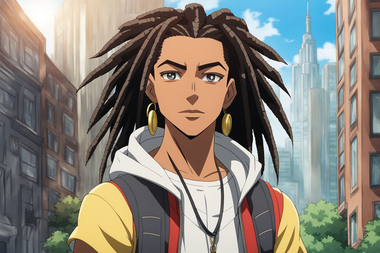 Black Anime Male with Dreads Drawn in Tite Kubo Style from Bleach ·  Creative Fabrica