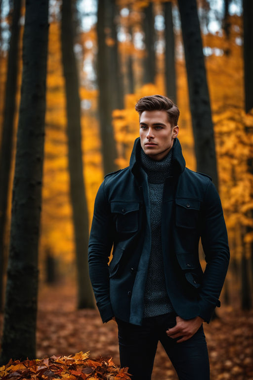 Premium Photo | Handsome man posing outdoors in forest sits on a log  wearing checked jacket