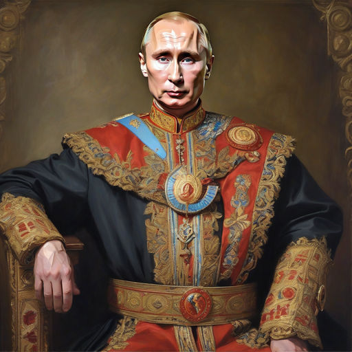 Prompt: Mosr rdiculous grandioso pompeous full portrait of Vladimir Putin as the emperor of Africa.