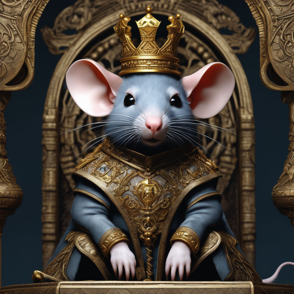 Premium Photo  Mouse or rat king with crown portrait fantasy photomontage