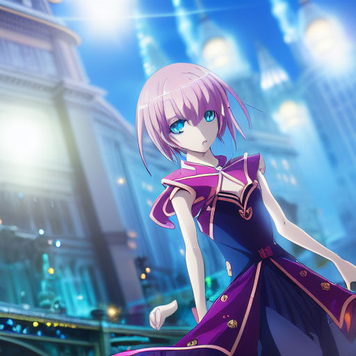 purple hair, long hair, Yatogami Tohka, Date A Live, Light Novel, purple  background, purple, anime girls, anime, edit, city, building, glowing eyes,  city lights, night, Japanese