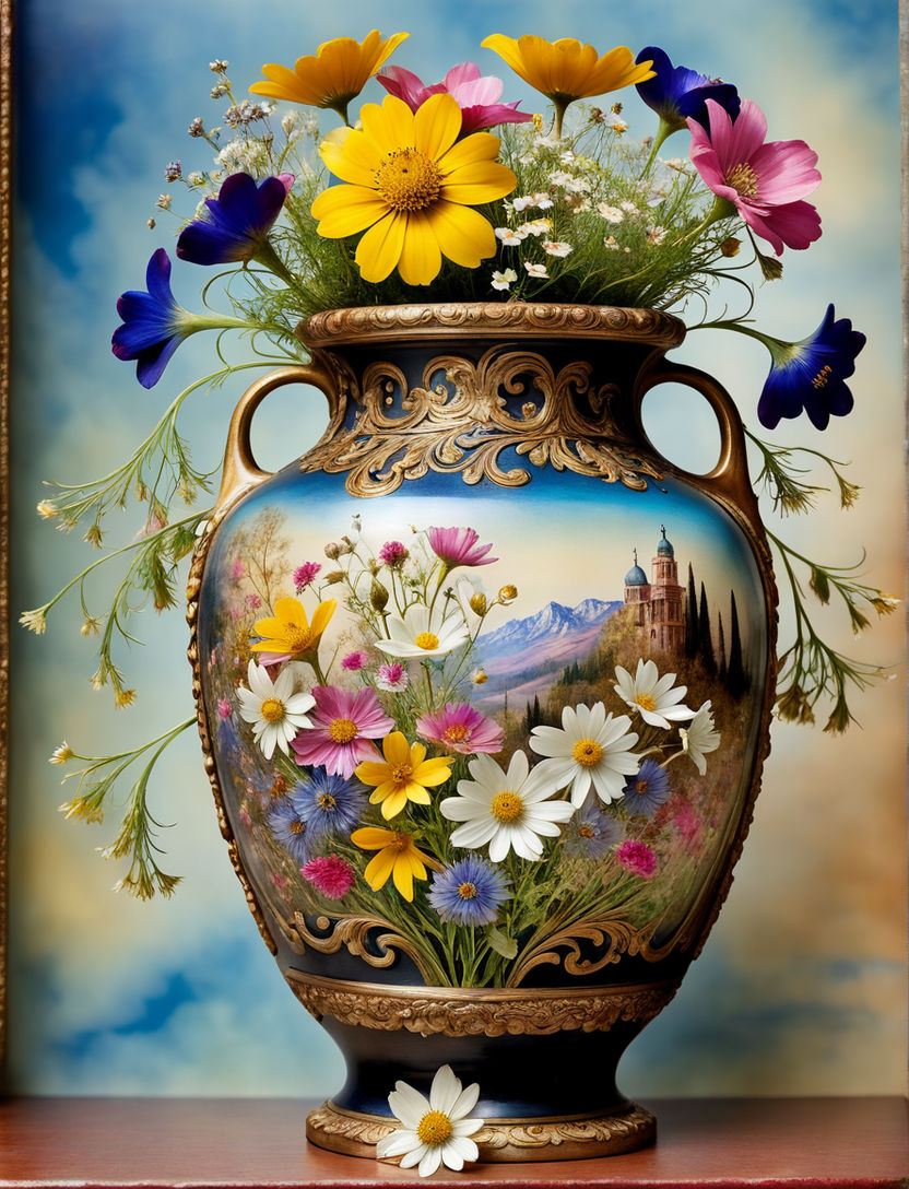 Vase mural Design Doré